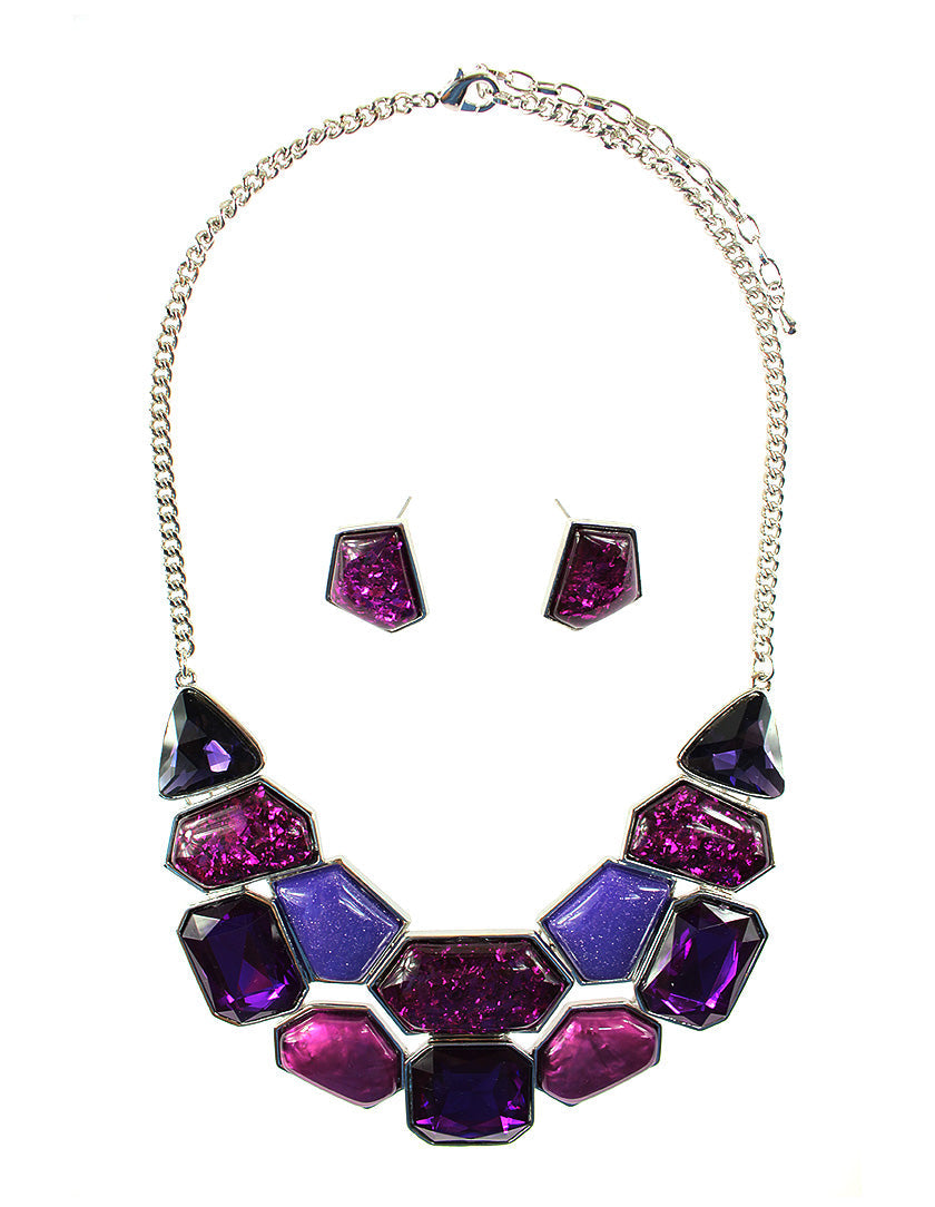 Shapes Necklace Set - Purple (YK1409027PP)