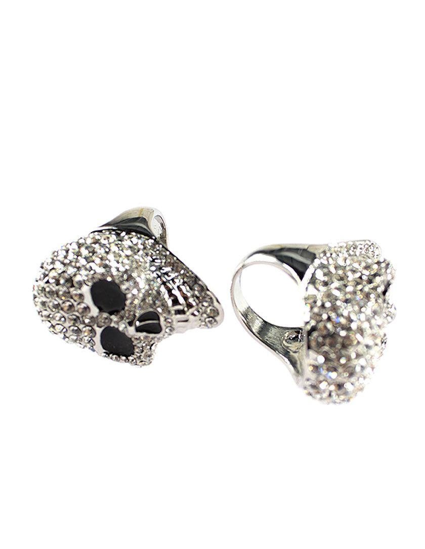 Skull Diamante Ring - Silver