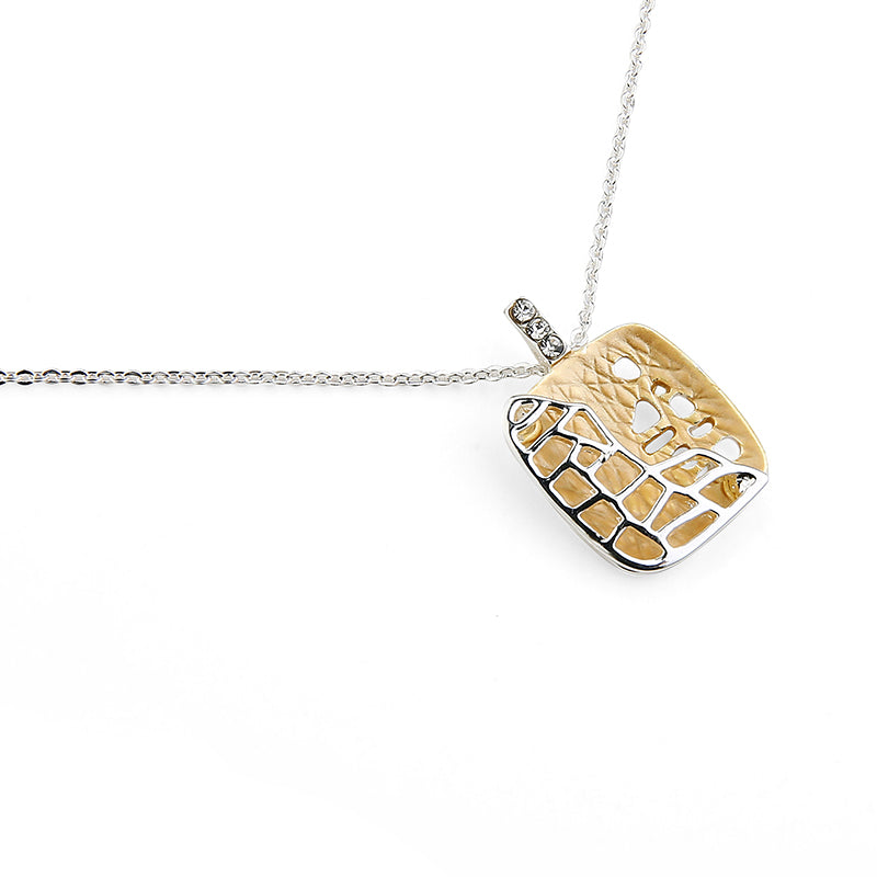 Enamel Pendant Necklace - Silver-Yellow (AS17117)