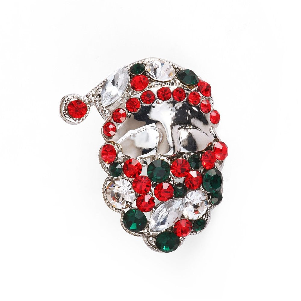 Santa Face Brooch - Silver