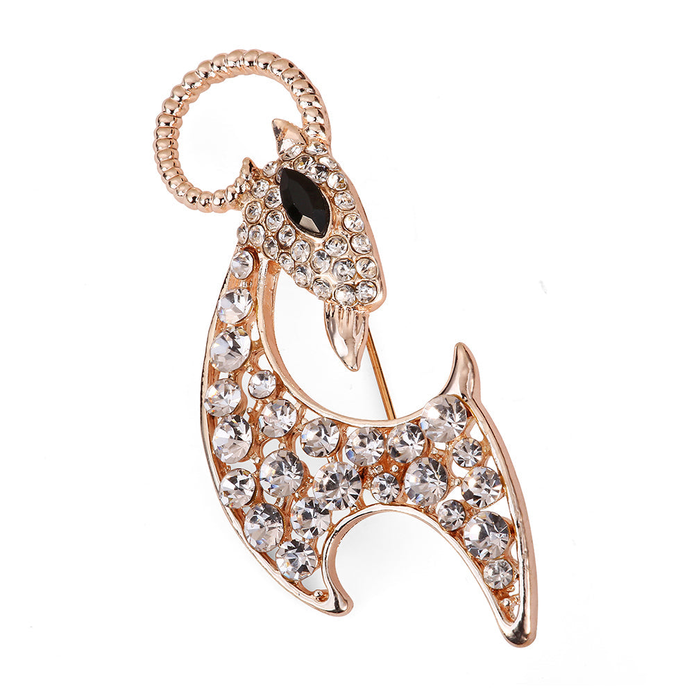 Majestic Ram Brooch - Rose Gold