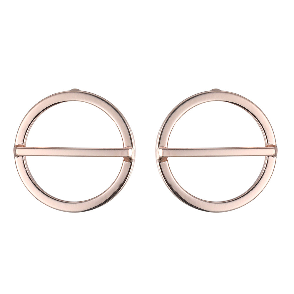 Circle Slash Earrings - Rose Gold