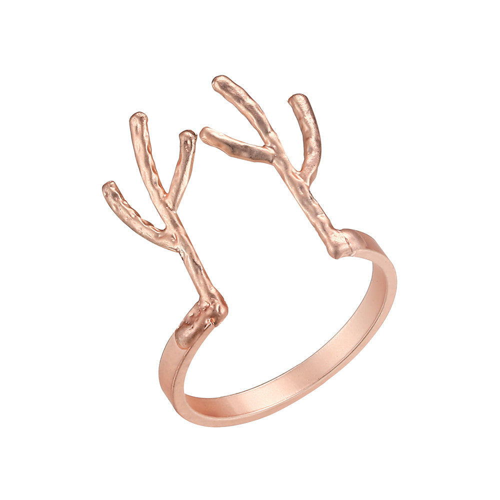 Geometric Deer Antlers Ring - Rose Gold (Matte Finish)