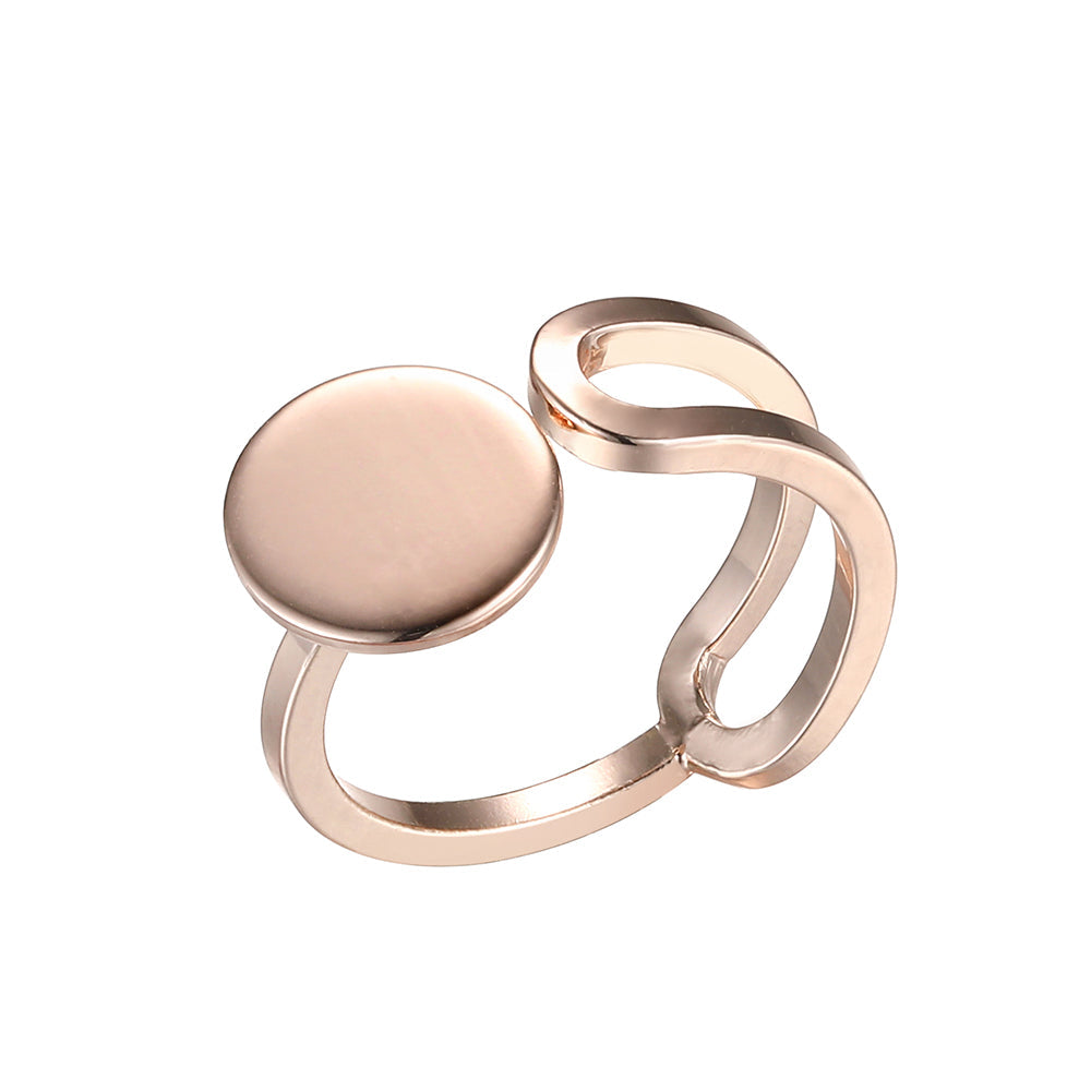 Pressed Circle Oblong Ring - Rose Gold (Gloss Finish)