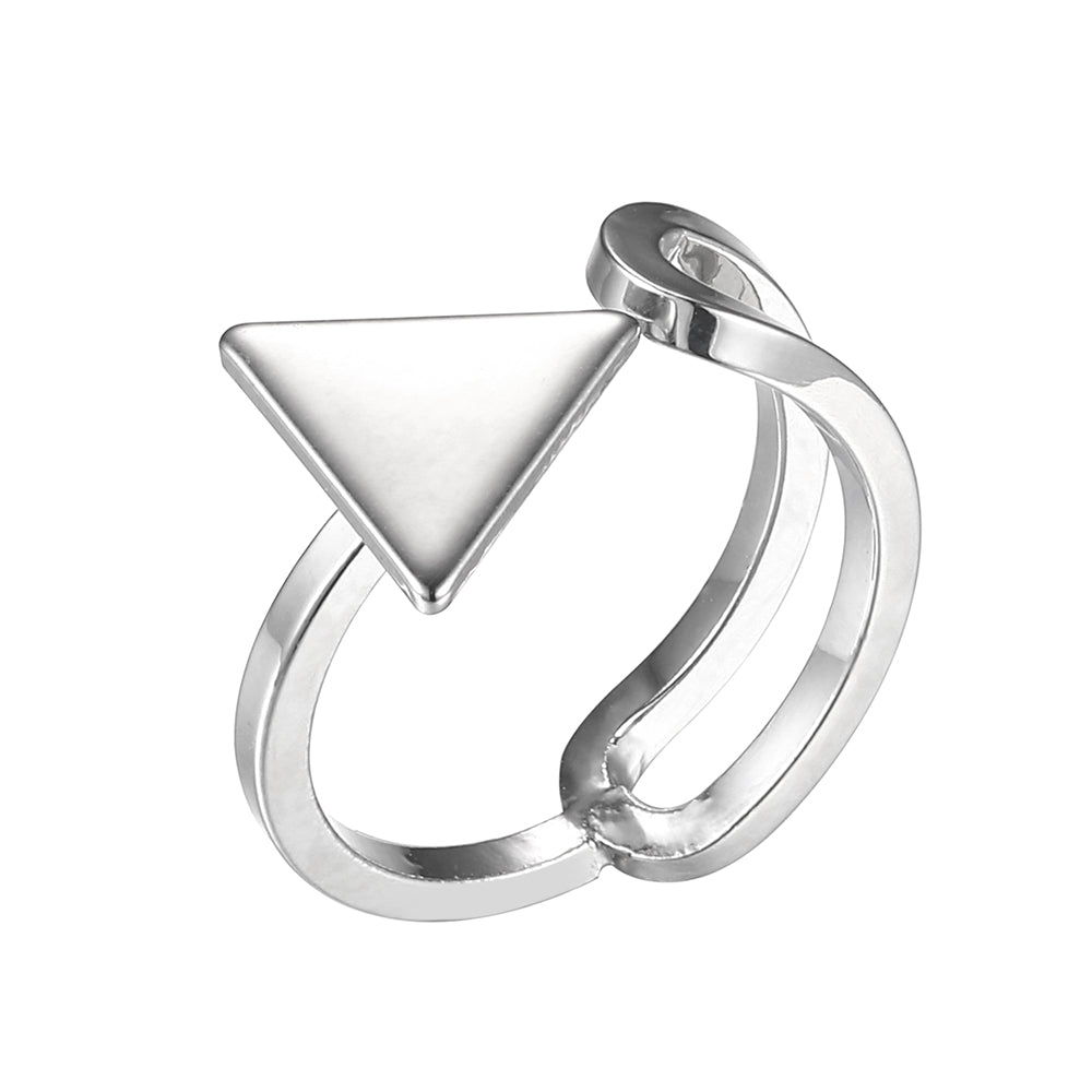 Pressed Triangle Oblong Ring - Silver (Gloss Finish)