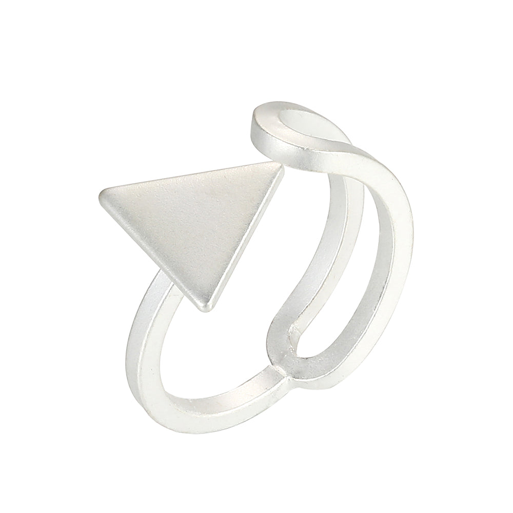 Pressed Triangle Oblong Ring - Silver (Matte Finish)