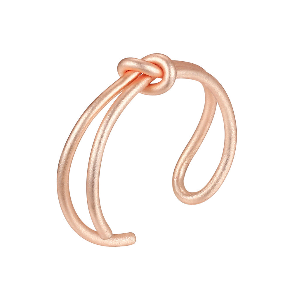 Tie Knot Open Cuff Ring - Rose Gold (Matte Finish)