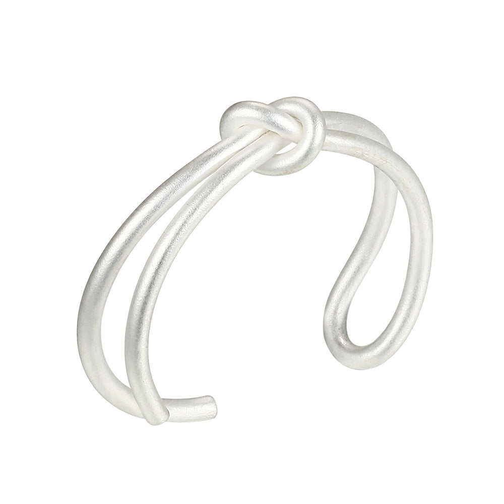 Tie Knot Open Cuff Ring - Silver (Matte Finish)