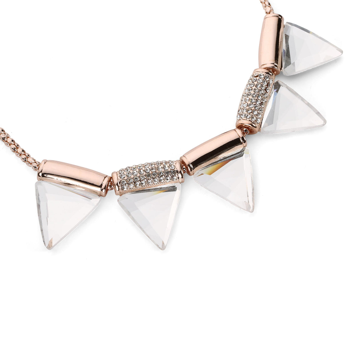 Bold Gem Triangles Necklace Set - Rose Gold (DN2605018RG)