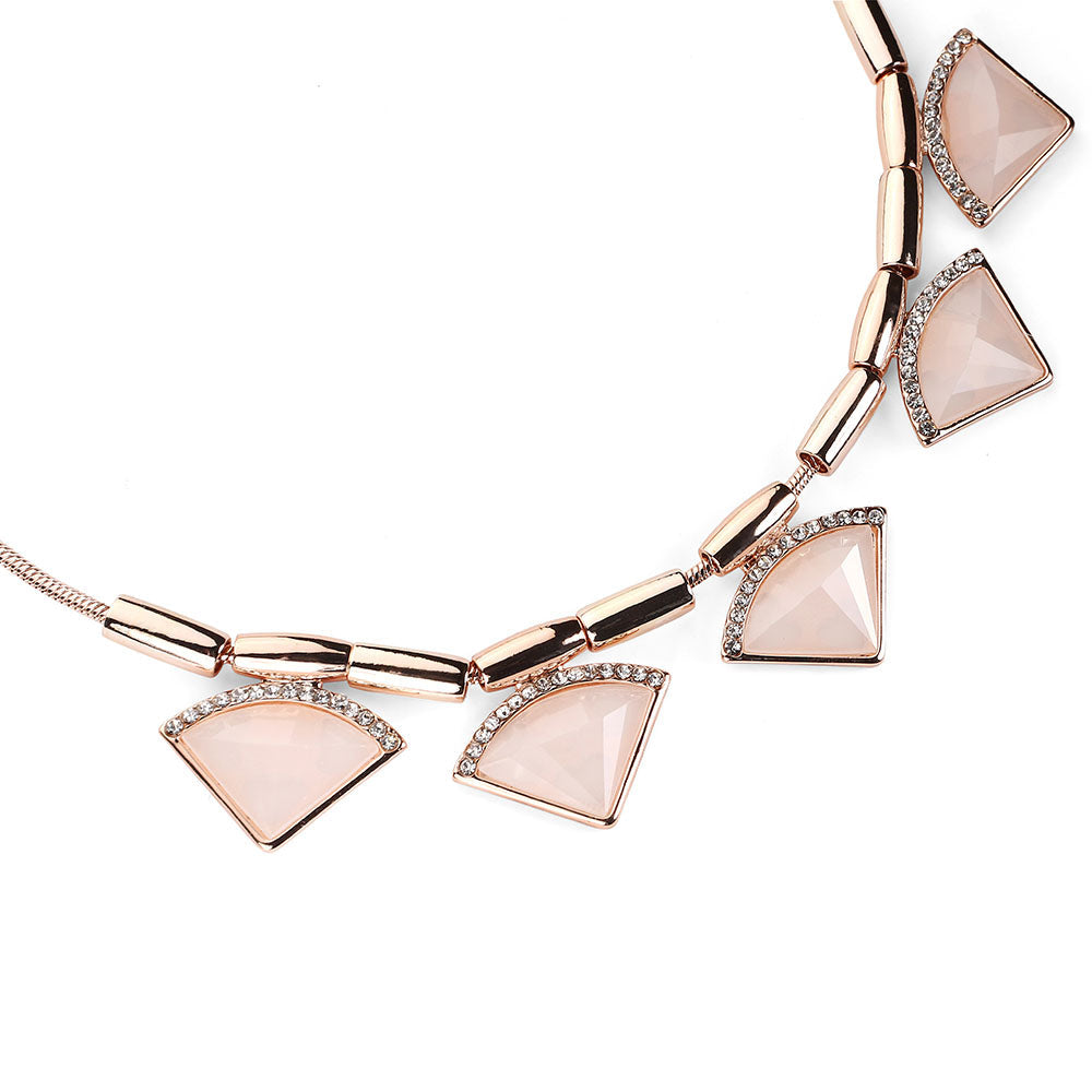 Bold Triangles Necklace Set - Rose Gold-Pink (DN2605023RG)