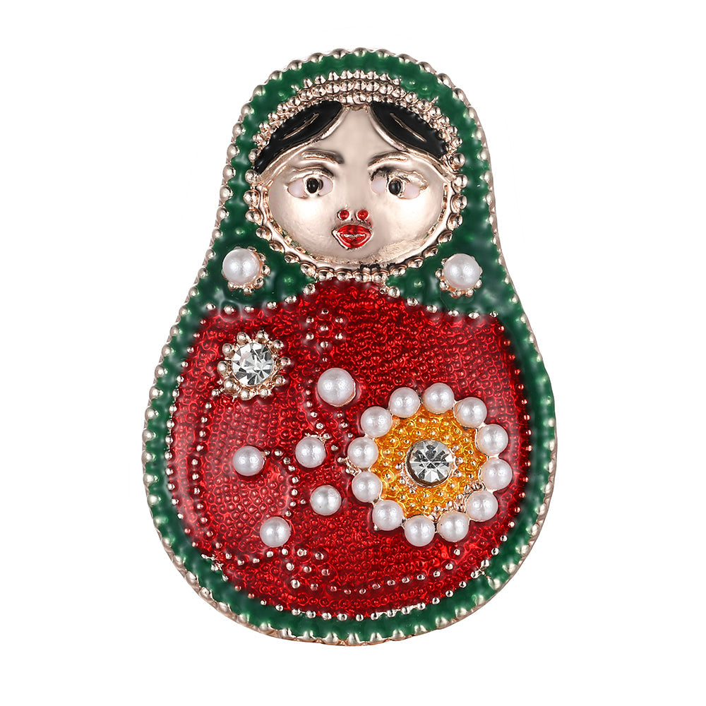 Russian (Matryoshka) Doll Brooch - Rose Gold