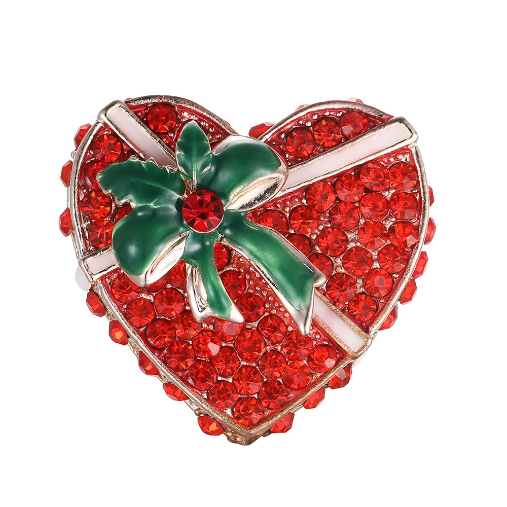 Festive Heart Gift Brooch - Rose Gold