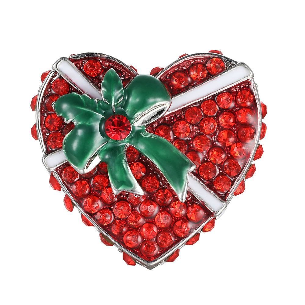 Festive Heart Gift Brooch - Silver