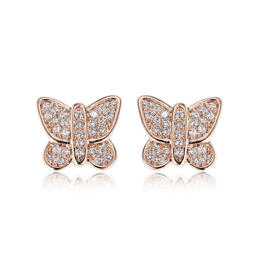 Butterfly Stud Earrings - Rose Gold