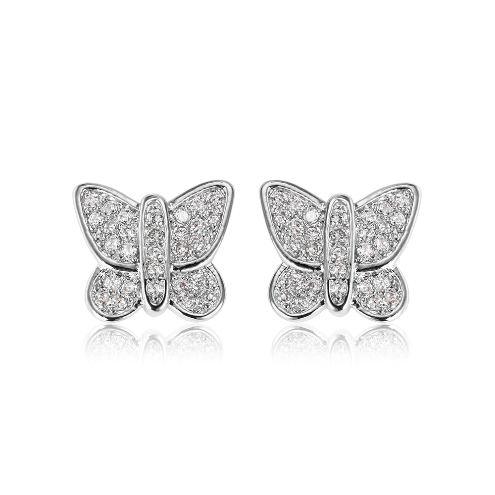 Butterfly Stud Earrings - Silver