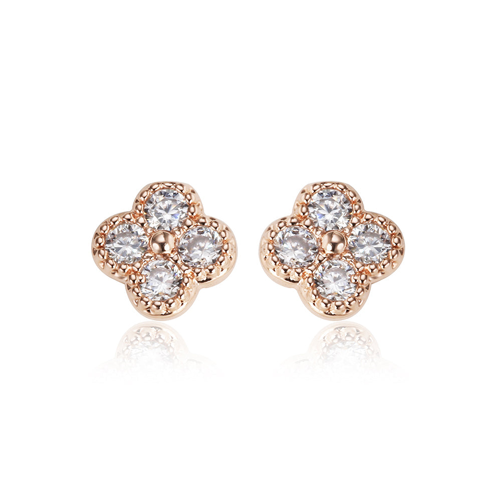 Cross Diamante Stud Earrings - Rose Gold (ME17118RG)