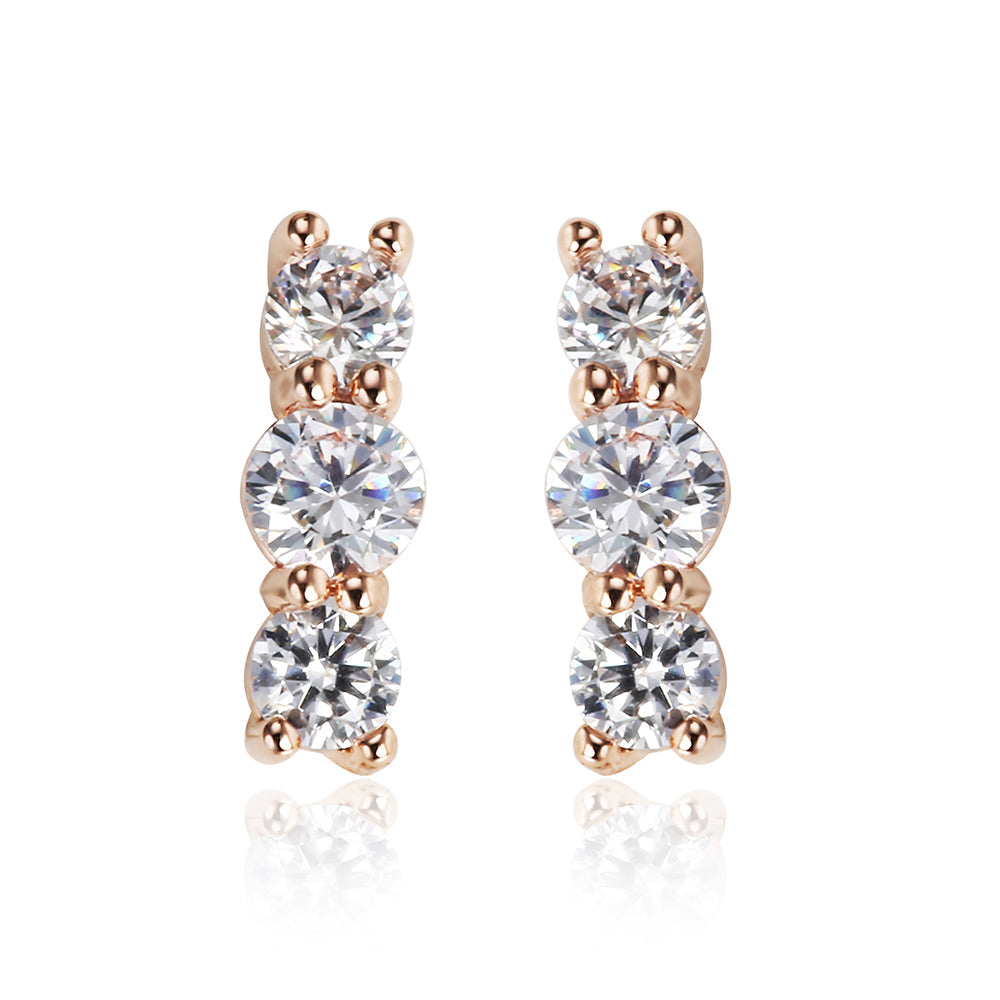 Trilogy Gem Earrings - Rose Gold