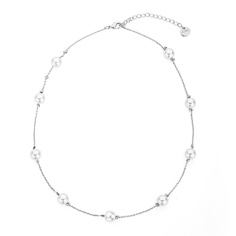 Faux Pearl Necklace - Silver