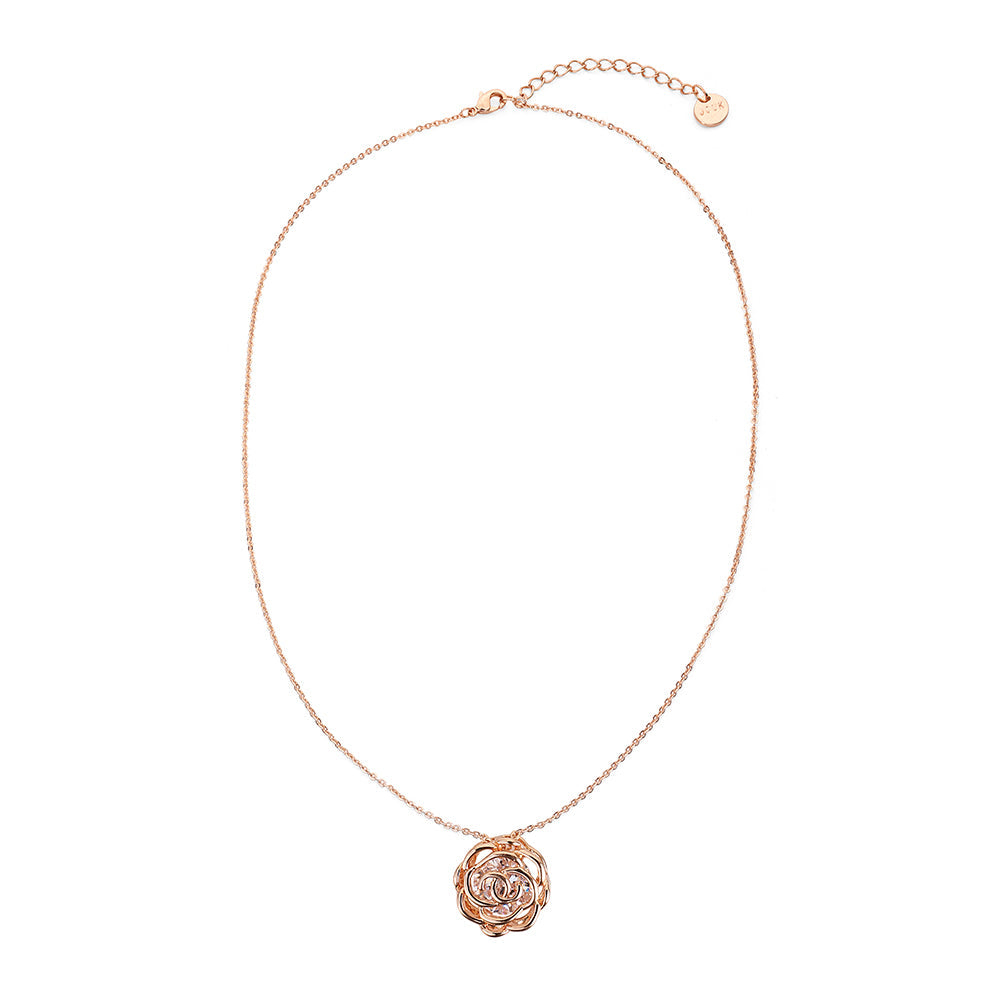 Rose Silhouette Pendant - Rose Gold