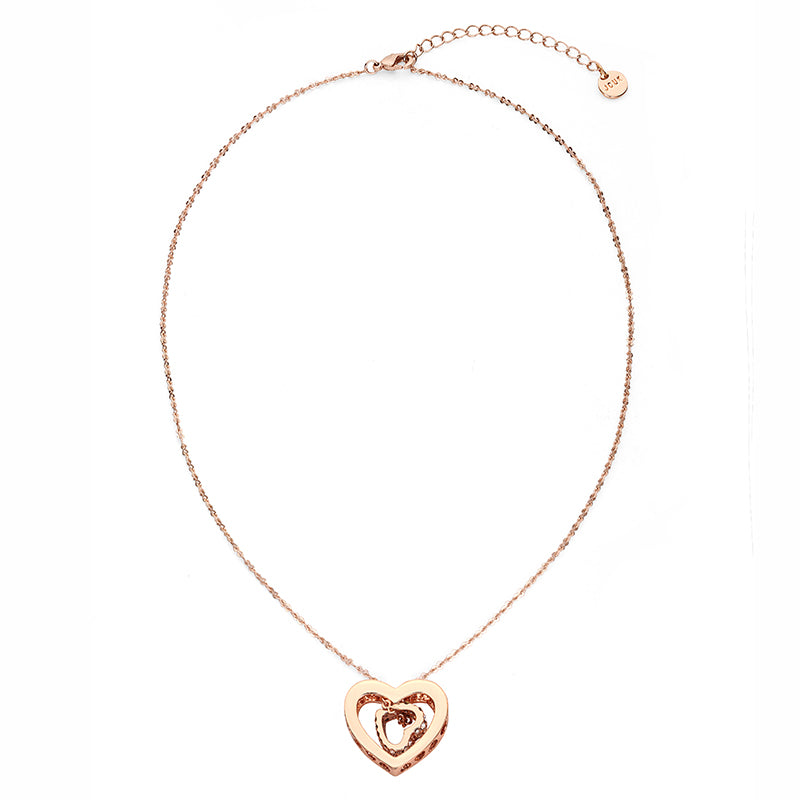 Twin Open Heart Pendant - Rose Gold