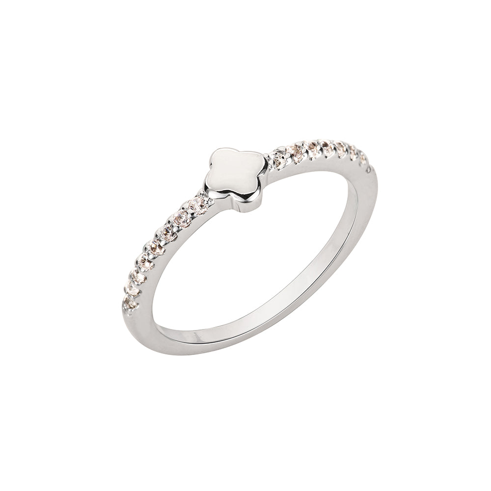 Glitz Clover Ring - Silver