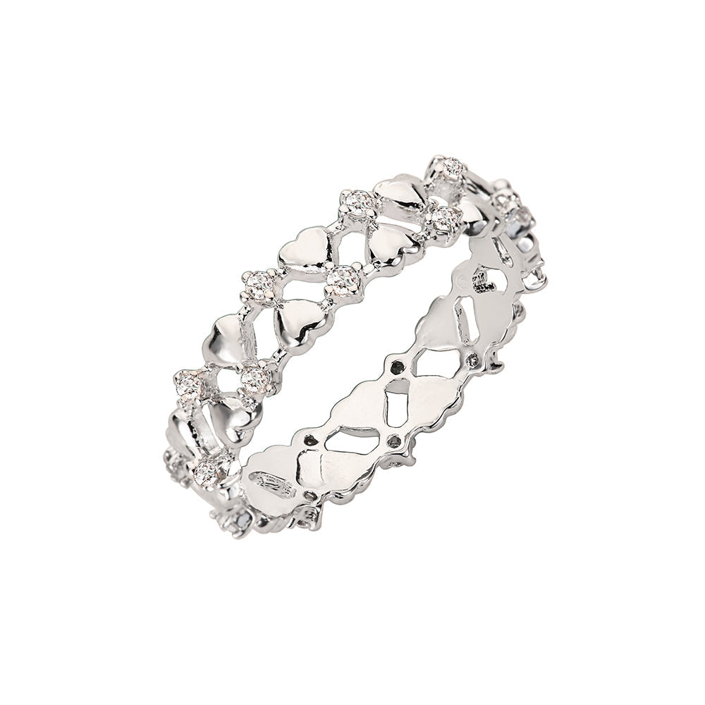 Infinity Hearts Band Ring - Silver