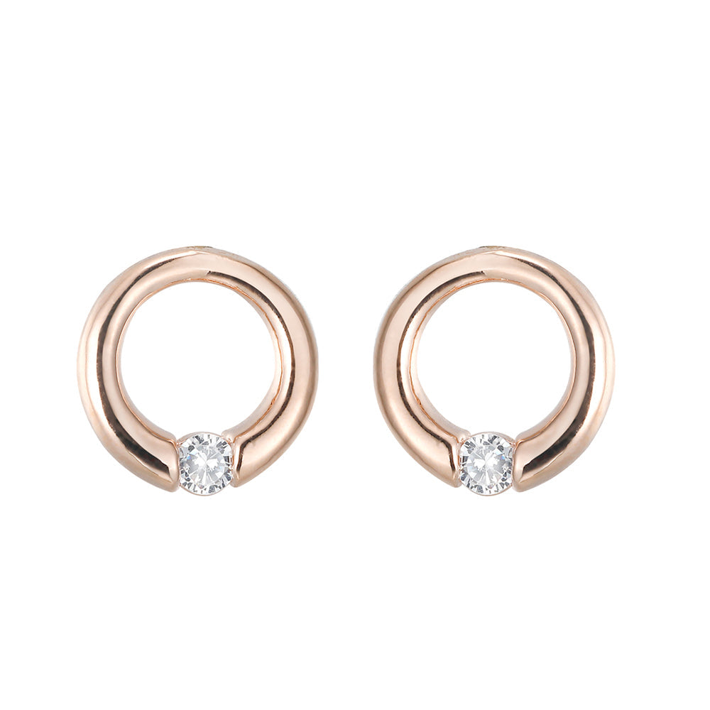 Ring Stud Earrings - Rose Gold