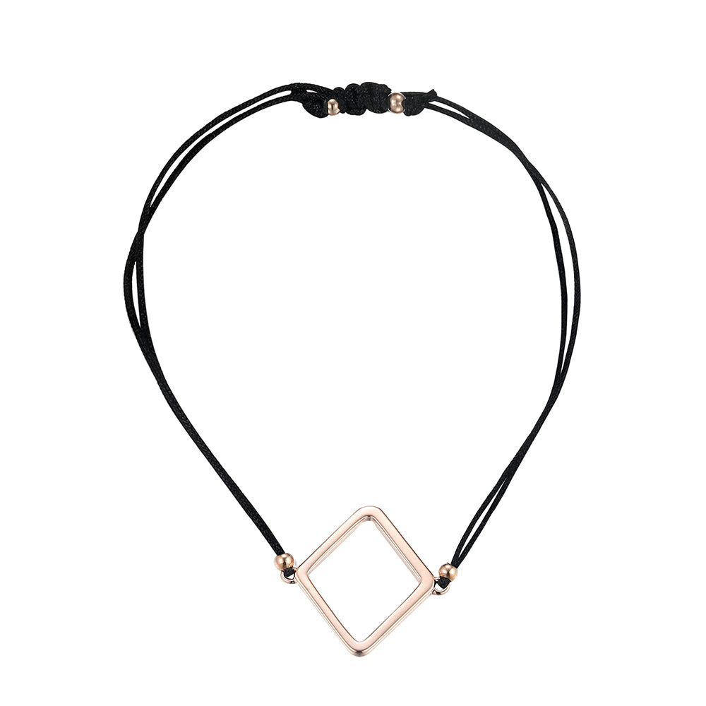 Diamond Shape Black Cotton Cord - Rose Gold