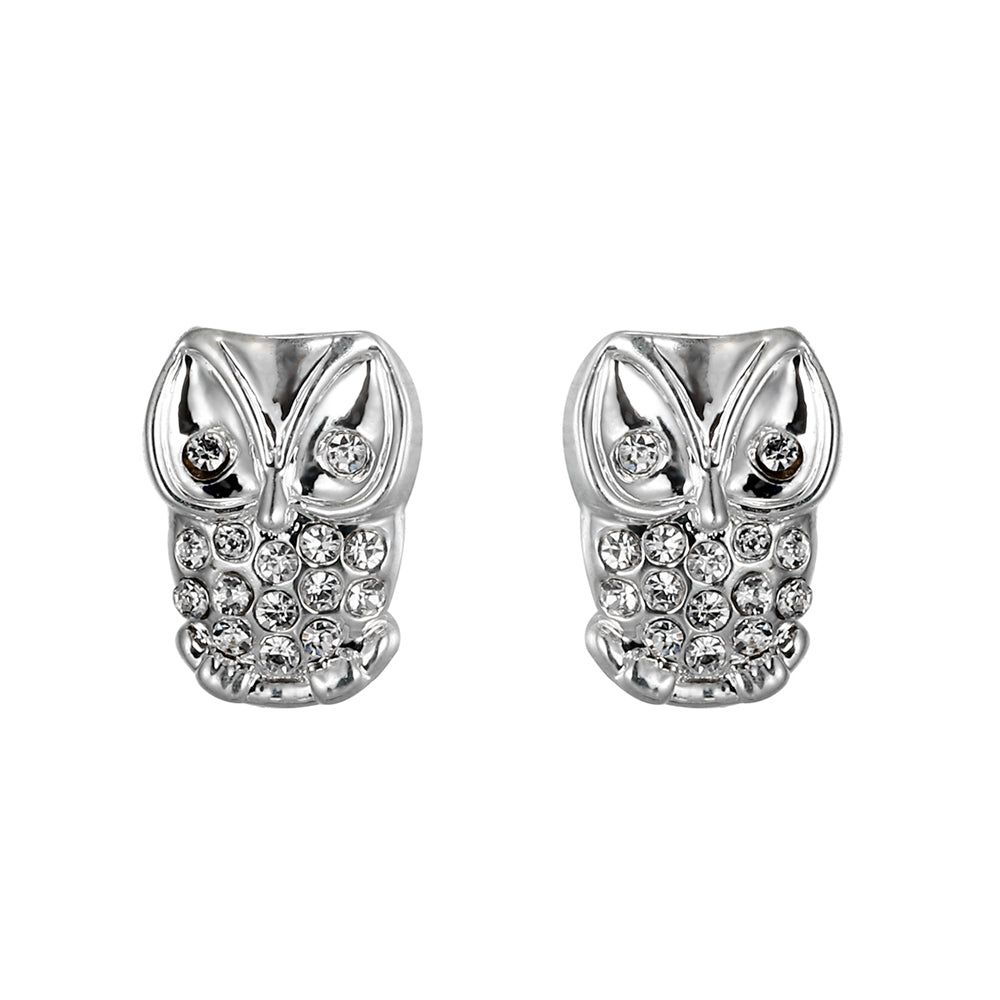 Owl Stud Earrings - Silver