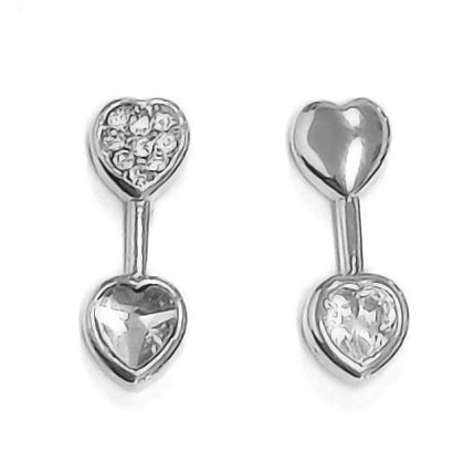 Arrow Heart Stud Earrings - Silver