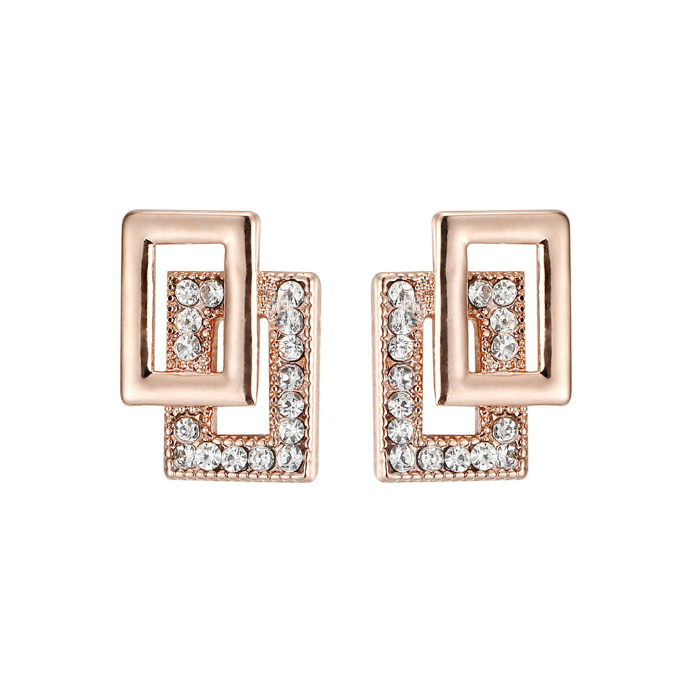 Opal Square Stud Earrings - Rose Gold