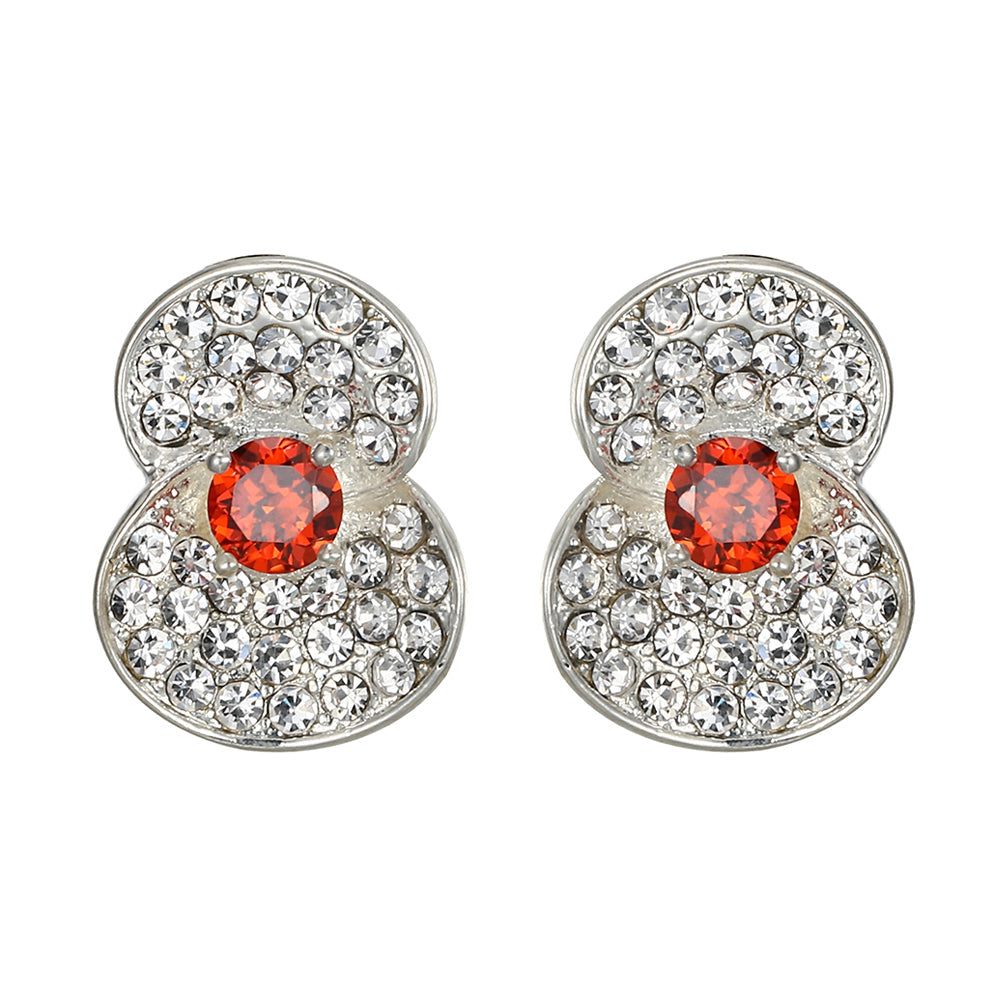 Poppy Stud Earrings - Silver-Clear