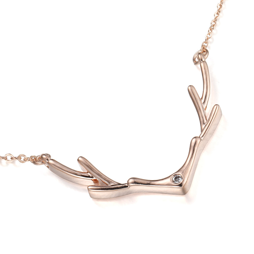 Deer Antler Pendant - Rose Gold