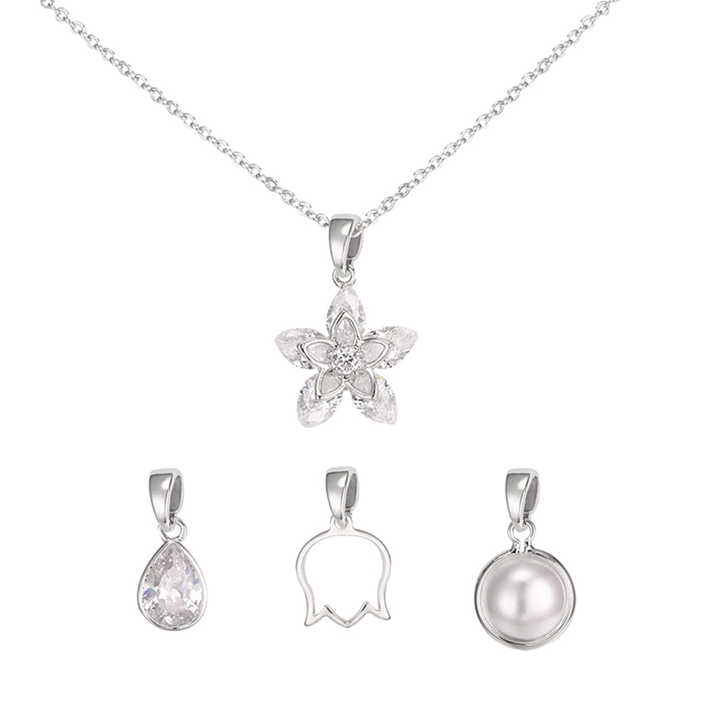 Flower Interchangeable Charm Pendant - Silver (MS18008SL)