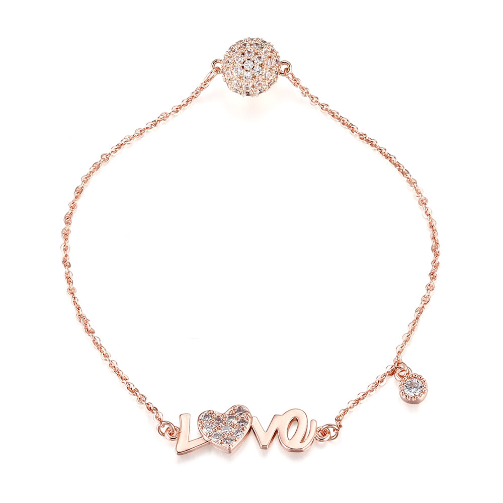 Heart in 'Love' Letter Bracelet - Rose Gold (MS18040RG)