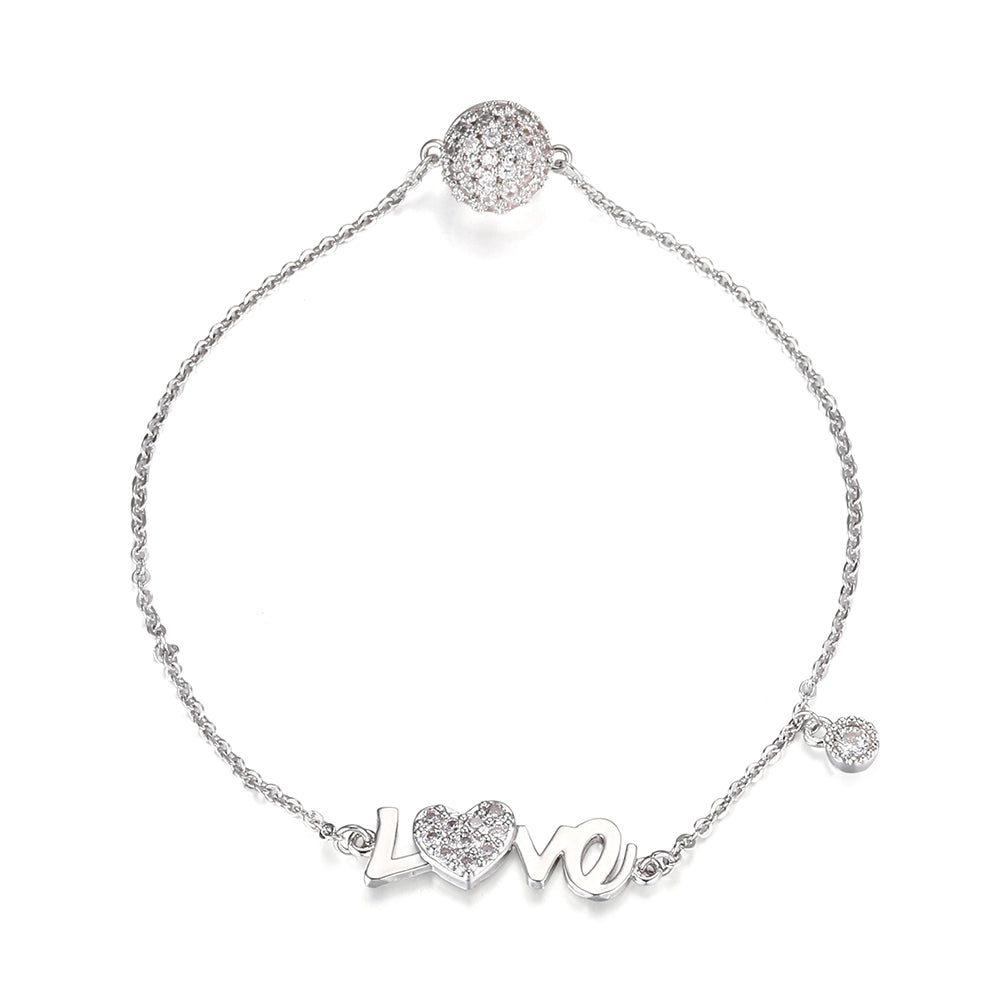 Heart in 'Love' Letter Bracelet - Silver (MS18040SL)