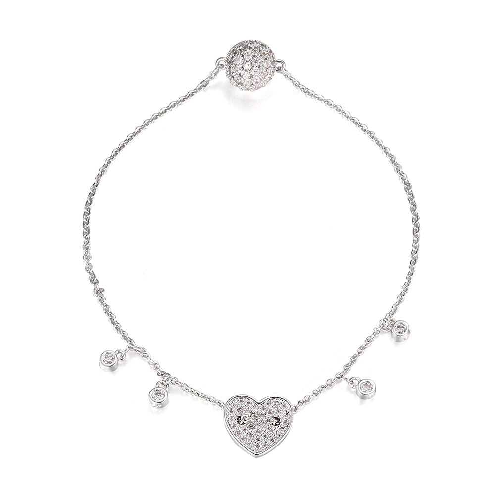 Heart Charm Bracelet - Silver (MS18044SL)