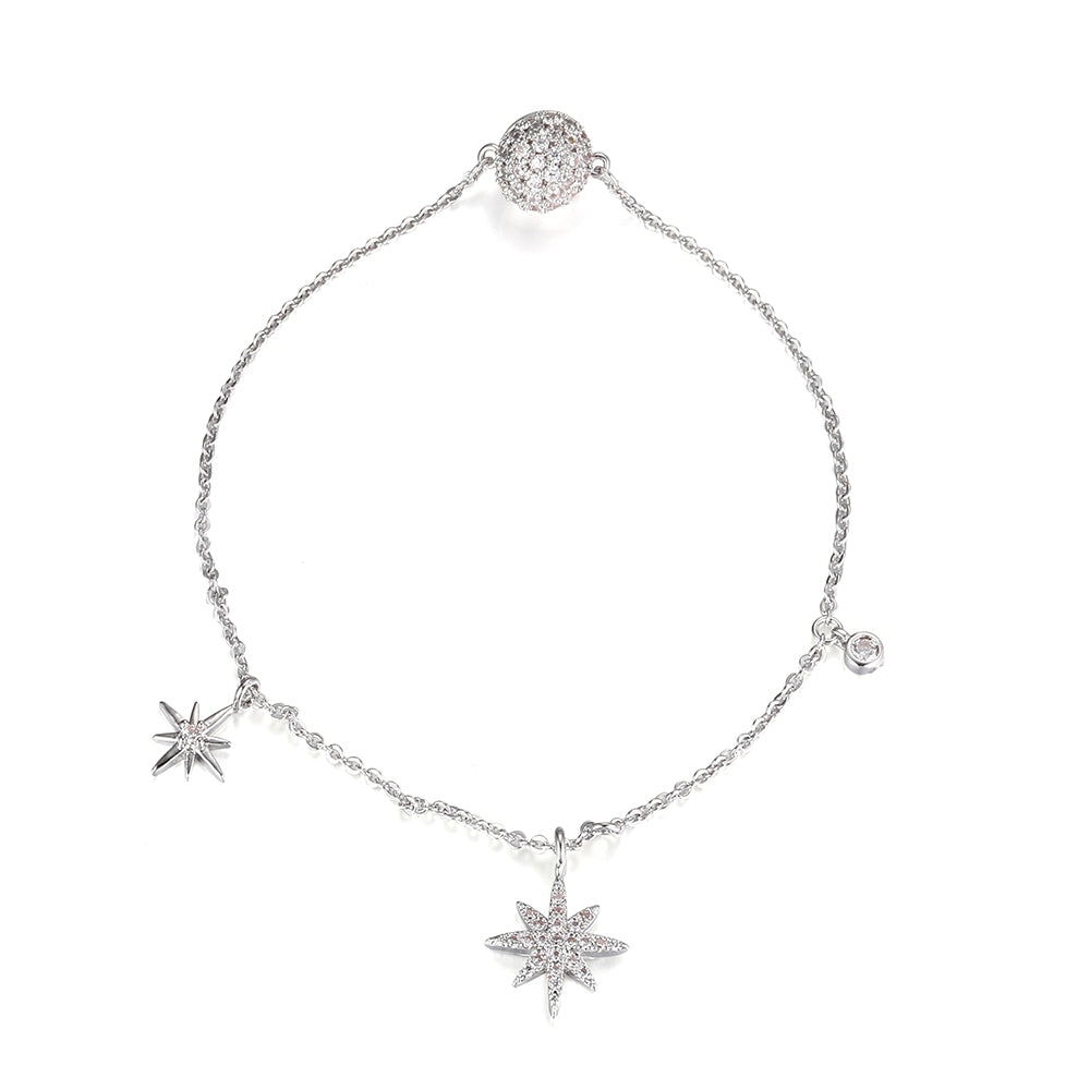 Octagram Star Charm Bracelet - Silver (MS18055SL)