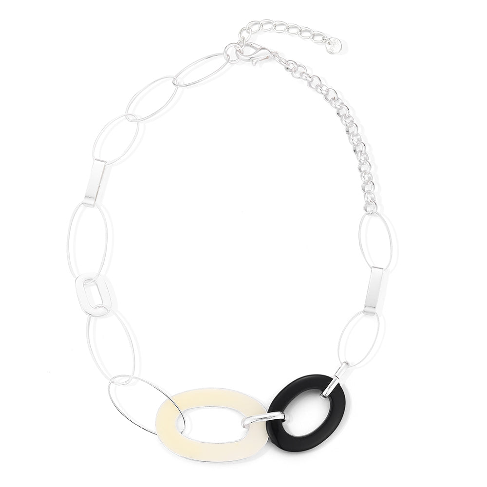 Linked Chain Necklace - Cream-Black (NY18035)