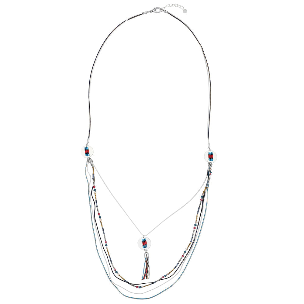 Beaded Center Tassel Multi-Necklace