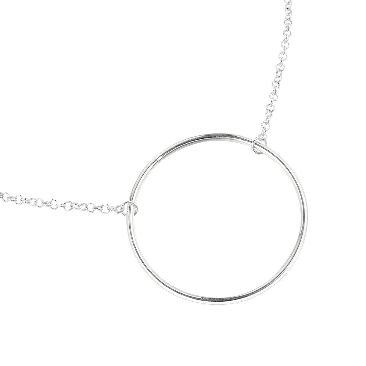 Circle Hoop Long Necklace - Silver (XY18054SL)