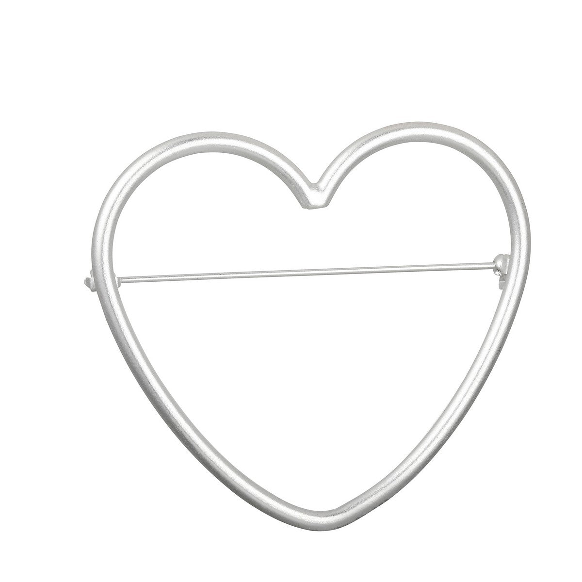 Heart Pin Brooch (Matte Finish) - Silver (XY18057MS)