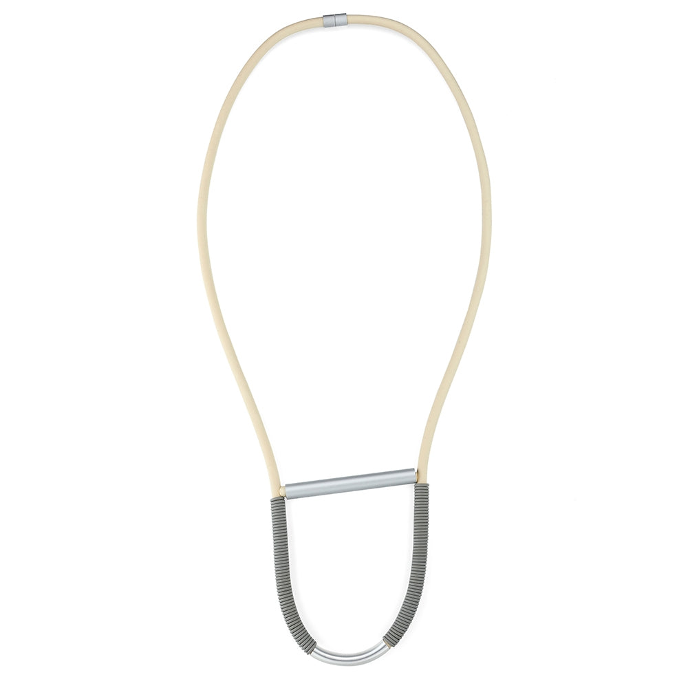 Rubber Necklace - Cream-Grey (YB18041B)