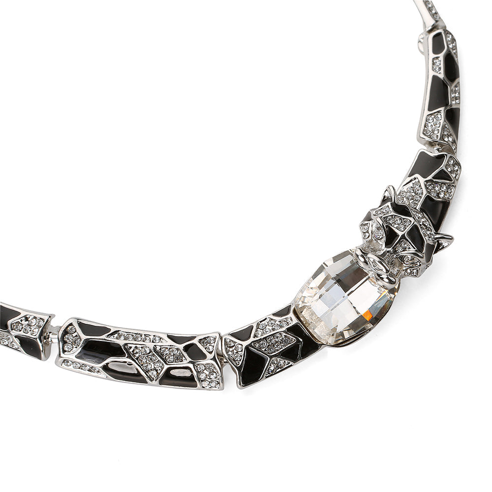 Egyptian Style Cat Gemstone Necklace Set - Silver (YC2605008SL)