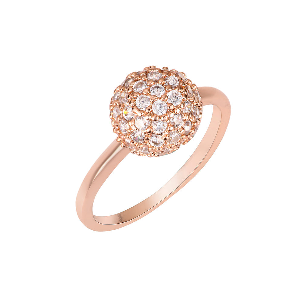 Pave Semi-Ball Ring - Rose Gold (Size 18mm)