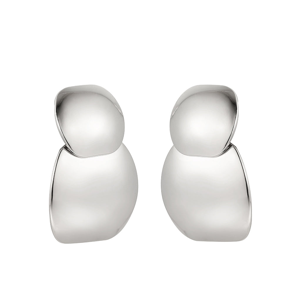 Double Curve Plate Earrings - Silver (ZX18020SL)