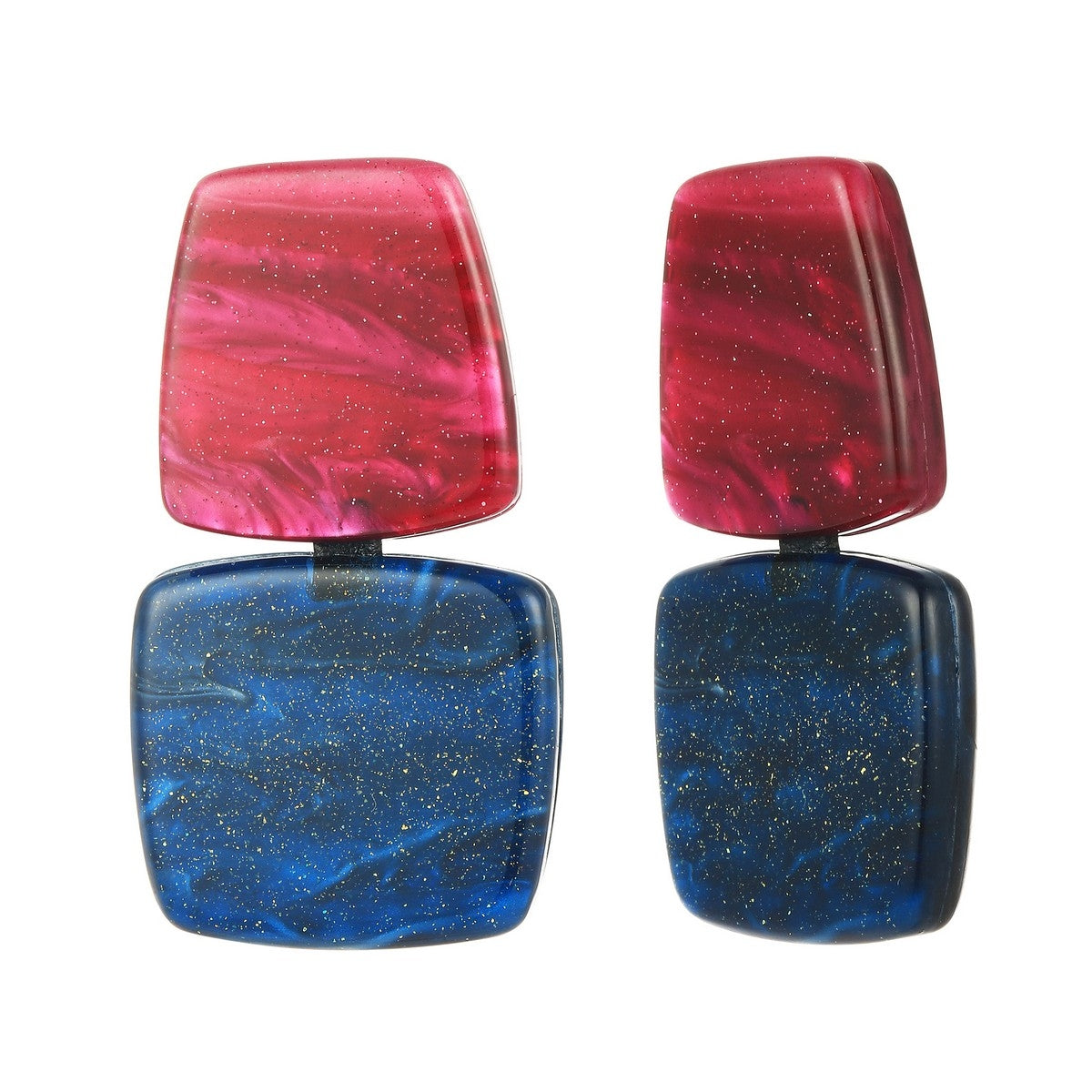 Glisten Block Clip-On Earrings - Navy-Purple (YA39801NVY)