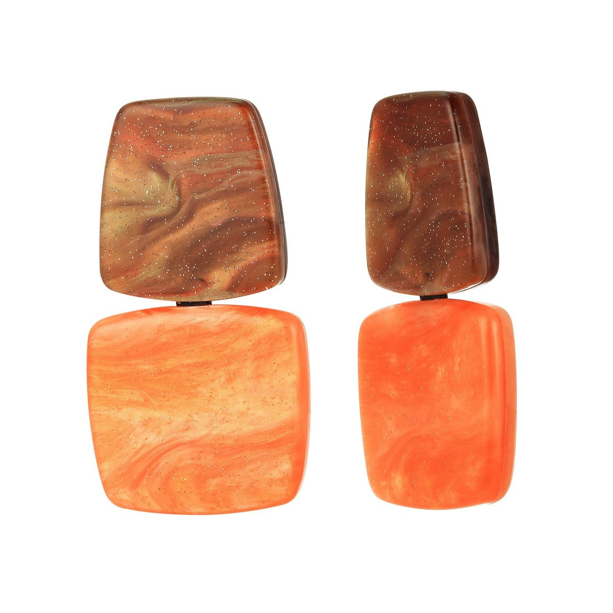 Glisten Block Clip-On Earrings - Orange (YA39801ORG)