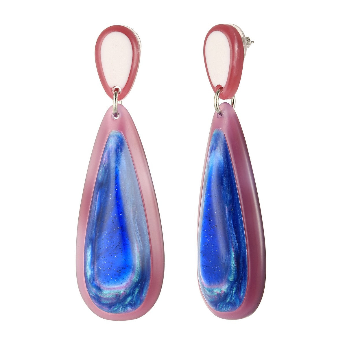 Teardrop Colour Infused Earrings - Purple-Blue (YA39804PUR)