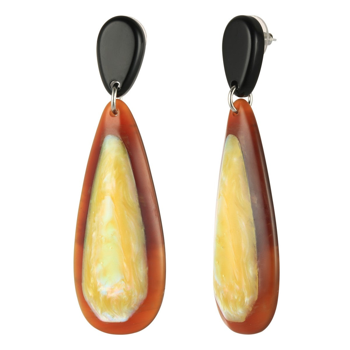 Teardrop Colour Infused Earrings - Mustard Yellow-Brown (YA39804MUS)